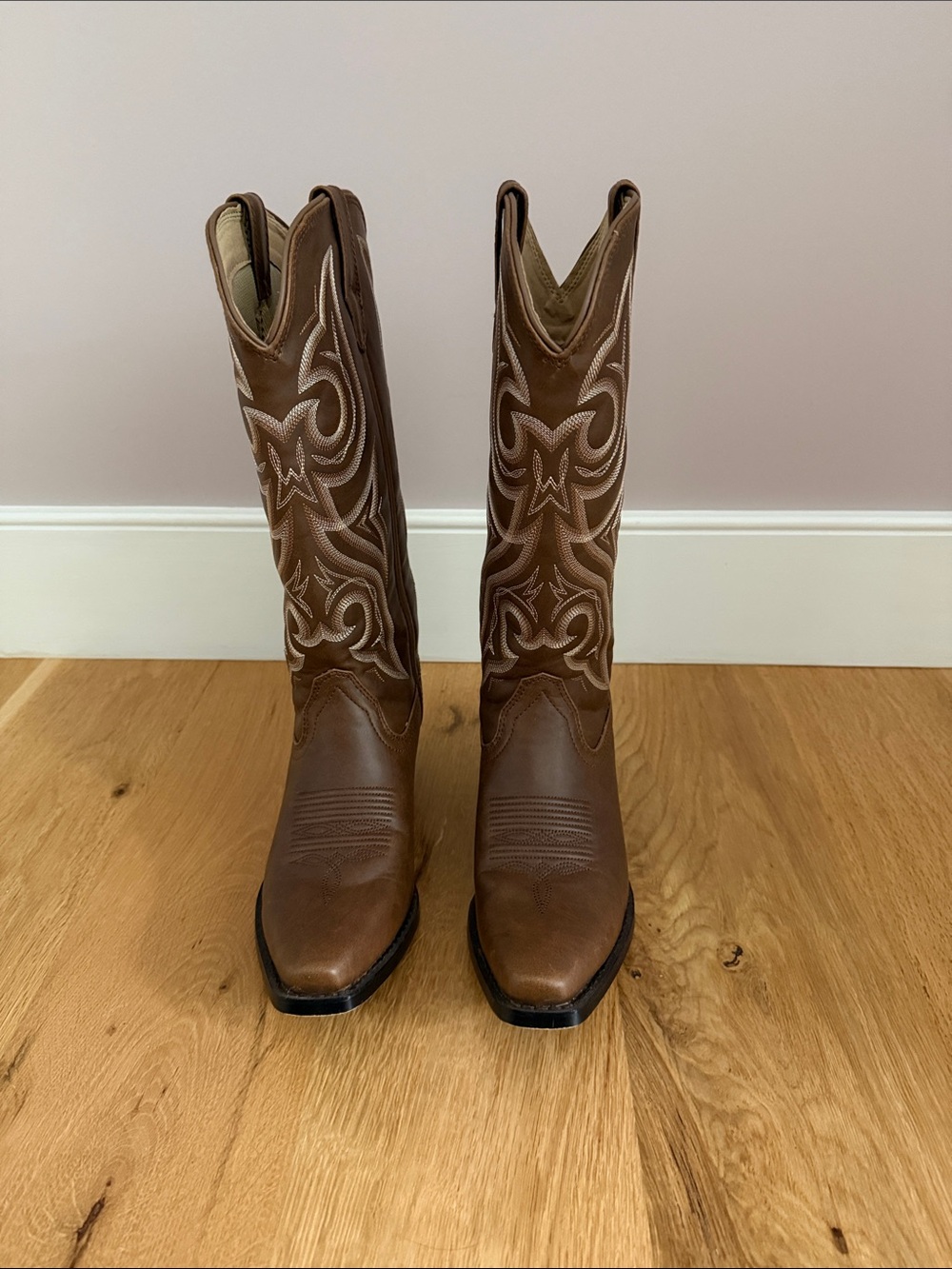 Durango Brown Leather Western Embroidered Heeled Boots